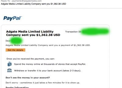 adgate media payment proof